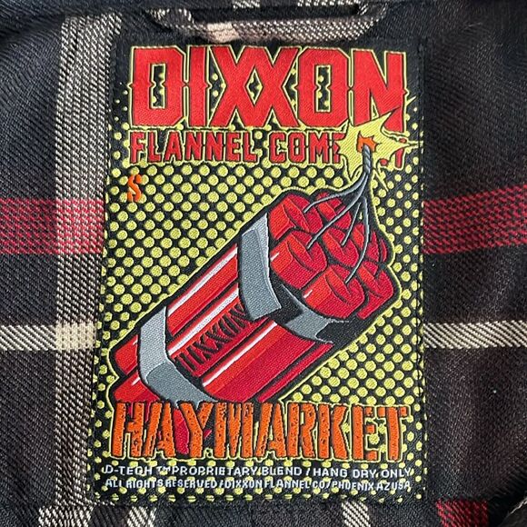 Dixxon Women’s Small Shirt Black Red Plaid Button Front Long Sleeve Collar - Picture 6 of 9